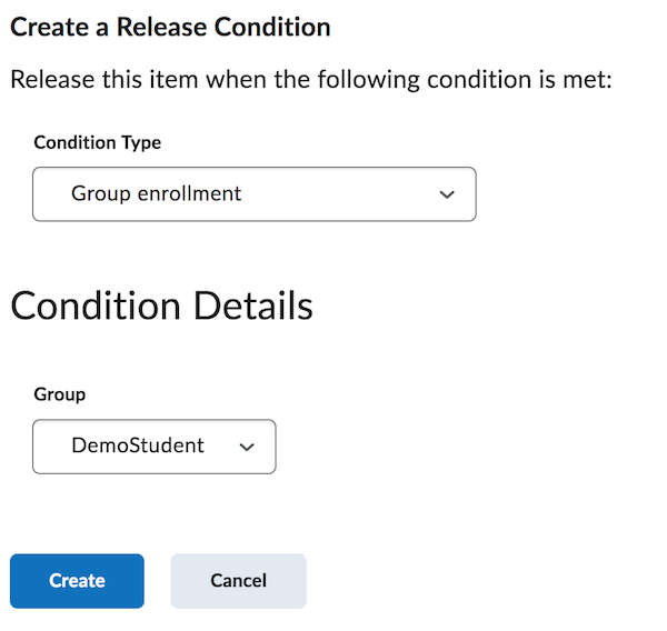 Release Condition Creation Screenshot